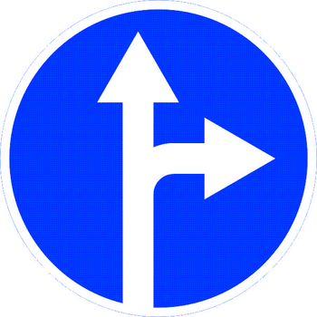 Знак 4.1.4 движение прямо или направо - Дорожные знаки - Предписывающие знаки - Магазин товаров по охране труда и технике безопасности.