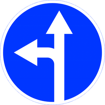 Знак 4.1.5 движение прямо или налево - Дорожные знаки - Предписывающие знаки - Магазин товаров по охране труда и технике безопасности.