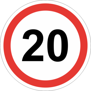 Знак 3.24 ограничение максимальной скорости (20 км/ч) - Дорожные знаки - Запрещающие знаки - Магазин товаров по охране труда и технике безопасности.