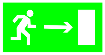 E03 направление к эвакуационному выходу направо (пленка, 300х150 мм) - Знаки безопасности - Эвакуационные знаки - Магазин товаров по охране труда и технике безопасности.