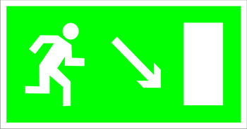 E07 направление к эвакуационному выходу направо вниз (пластик, 300х150 мм) - Знаки безопасности - Эвакуационные знаки - Магазин товаров по охране труда и технике безопасности.