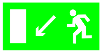 E08 направление к эвакуационному выходу налево вниз (пластик, 300х150 мм) - Знаки безопасности - Эвакуационные знаки - Магазин товаров по охране труда и технике безопасности.