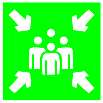 E21 пункт (место) сбора (пластик, 200х200 мм) - Знаки безопасности - Эвакуационные знаки - Магазин товаров по охране труда и технике безопасности.