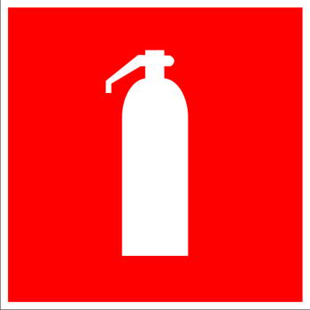 F04 огнетушитель (пластик, 200х200 мм) - Знаки безопасности - Знаки пожарной безопасности - Магазин товаров по охране труда и технике безопасности.