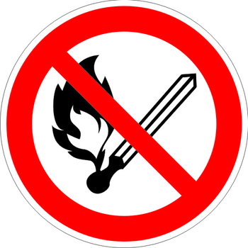 P02 запрещается пользоваться открытым огнем и курить (пластик, 200х200 мм) - Знаки безопасности - Запрещающие знаки - Магазин товаров по охране труда и технике безопасности.