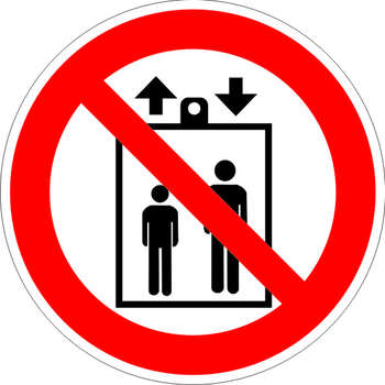 P34 запрещается пользоваться лифтом для подъема (спуска) людей (пластик, 200х200 мм) - Знаки безопасности - Запрещающие знаки - Магазин товаров по охране труда и технике безопасности.