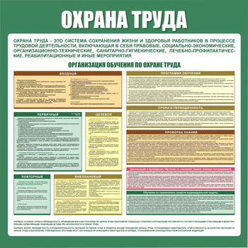 С06 Стенд организация обучения по охране труда (1000х1000 мм, пластик ПВХ 3 мм, алюминиевый багет золотого цвета) - Стенды - Стенды по охране труда - Магазин товаров по охране труда и технике безопасности.