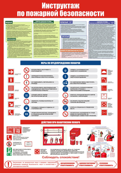 С148 Инструктаж по пожарной безопасности (700х1000 мм, пластик ПВХ 3мм, Прямая печать на пластик)  - Стенды - Стенды по пожарной безопасности - Магазин товаров по охране труда и технике безопасности.