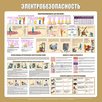 С21 Стенд электробезопасность (1000х1000 мм, пластик ПВХ 3 мм, алюминиевый багет золотого цвета) - Стенды - Стенды по электробезопасности - Магазин товаров по охране труда и технике безопасности.