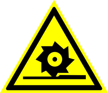 W22 осторожно! режущие валы (пластик, сторона 200 мм) - Знаки безопасности - Предупреждающие знаки - Магазин товаров по охране труда и технике безопасности.